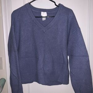 H&M Blue V-Neck Sweater Relaxed Fit